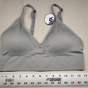 Blue 55 Gray Seamless Bralette L/XL Wireless Comfort Bra Adjustable Straps